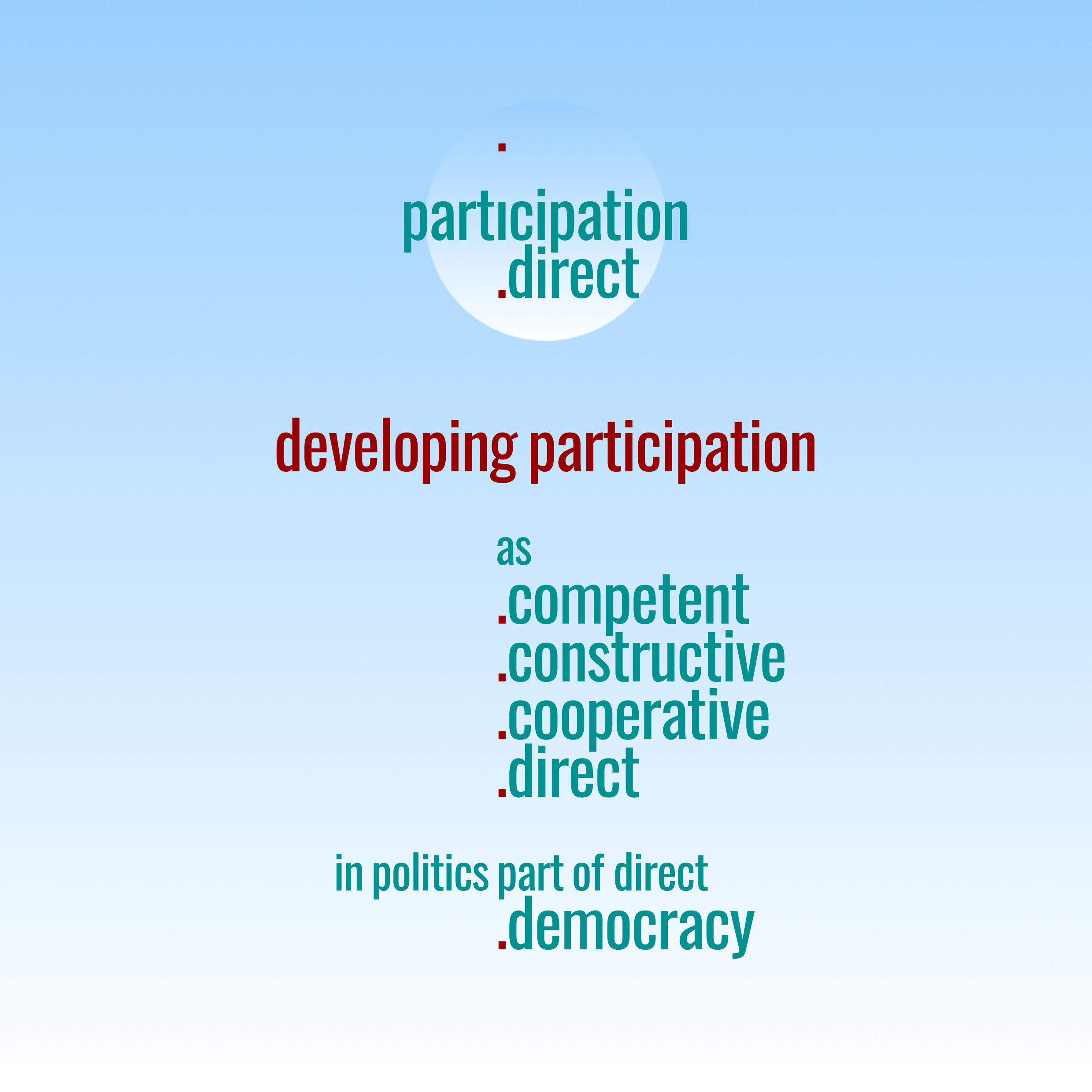 participation .competent .constructive .cooperative .direct · in politics part of .direct democracy